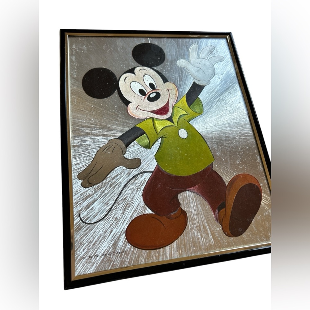 1980 Vintage Walt Disney Mickey Mouse Dufex Hologram Foil Art Print 8x10 Framed